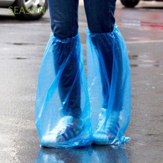 temporada 5 pares de fundas duraderas para zapatos de lluvia de alta parte superior impermeable antideslizante desechables de buena calidad gruesa protector de plástico