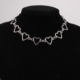collar de cadena de cuello de corazón hueco de metal gótico para mujer cosplay joyería estética