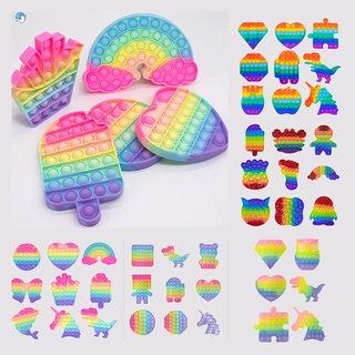 Rainbow Pop It Fidget juguetes empuje burbuja sensorial alivio del estrés/Popits juguetes antiestrés para niños adultos