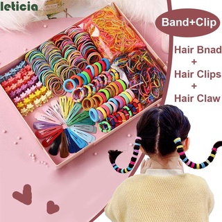 leticia lindo bandas para el pelo de los niños garras de pelo accesorio conjunto de goma banda clip de pelo 1set moda ponytail titular niñas horquillas
