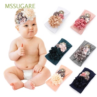 mssugare lindo nylon flor hairband suave perla bebé diademas accesorios para el cabello niños moda princesa turbante