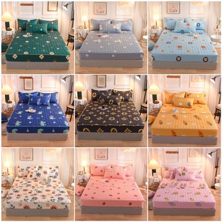 Protector de colchón acolchado sábanas suaves transpirables cubierta de colchón bajera engrosada de algodón cubierta de cama Cadar (1)
