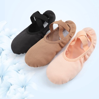 las mujeres niñas zapatos de ballet pisos de ballet tramo de lona dividida suela suave tela elástica profesional zapatos de ballet zapatillas de baile