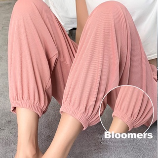 Cordón ancho de la pierna pantalones de cintura alta suelta Bloomers para las mujeres (2)