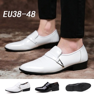 Hombres Blanco Negocios Formal Brillante Zapatos De Cuero Puntiagudo Para Fiesta De Boda