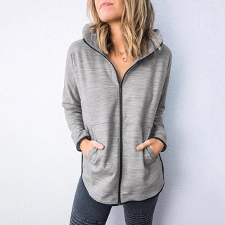 ♛fiona01♛ Fashion Women Solid Color Zipper Long Sleeve Sport Blouse Tops Hooded Sweatshirt (3)