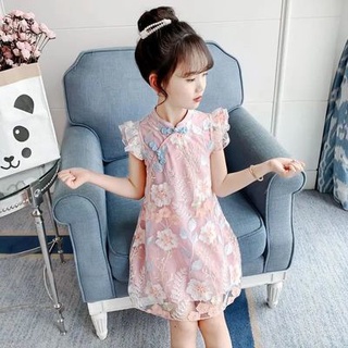 vestido de niña verano nuevo niños princesa vestido niña internet celebridad pettiskirt estilo chino vintage cheongsam vestido