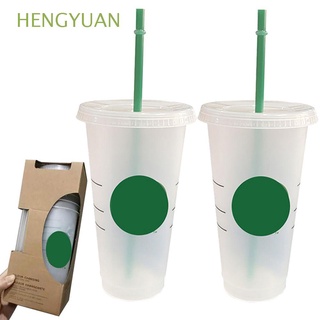 HENGYUAN Durable Tazas Creativo Vasos Vaso de café Botella de agua Personalizado Taza para beber Transparente El plastico 710ML Tazas de cafe/Multicolor