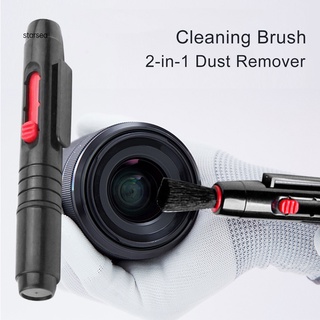 Stsez - cepillo de limpieza portátil para lentes de cámara de doble cabeza, reutilizable para auriculares