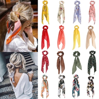 floral impreso pelo scrunchies cinta de pelo largo para las mujeres niñas ponytail titular elástico bufanda accesorios para el pelo headwear
