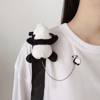 broche de cadena de panda esponjoso desmontable duradero insignia colgante para mochila