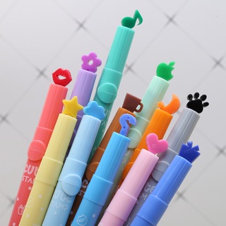 willi 3Pcs School Supplies Creative Cute Colorful Kawaii Stamp Highlighter Marker Pen (3)