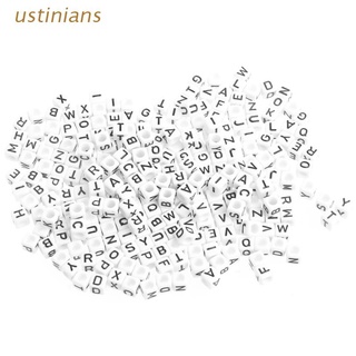 ustinians.mx - 290 cuentas acrílicas, cubo del alfabeto, letras a-z, surtido de 6*6 mm