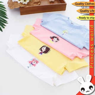 [Venta Caliente] 1-8 Años Niñas Camiseta De Dibujos Animados De Algodón Suave Verano Top Camisa Niño Manga Corta Princesa Camisas Fondo (1)