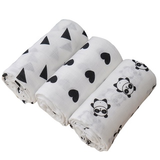 brroa 3pcs Muslin Blanket Cotton Baby Swaddle Bamboo Soft Newborn Bath Towel Gauze Infant Wrap Sleepsack Stroller Cover
