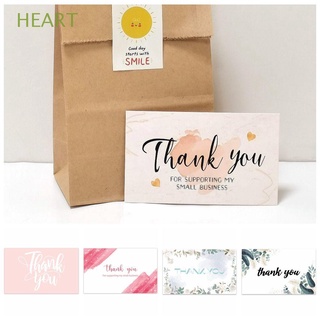 HEART 30PCS Gift For Supporting My Small Business Thanks Labels Greenery Leaves Thank You Cards Unique Designs Pink Watercolor 2.1x3.5 Inch Package Insert Greeting Appreciation Cardstock