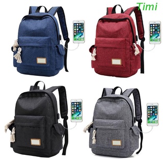 Timi portátil mochila escuela escuela Casual viaje al aire libre Daypack Bookbag con puerto de carga USB para mujeres hombres estudiantes