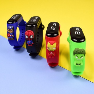 Niños de dibujos animados reloj LED pantalla Digital deporte goma Spiderman capitán américa electrónico táctil LED impermeable relojes de cumpleaños niños niño alumno de goma deportes de dibujos animados Unisex