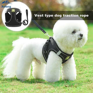 (Formyhome) Vest-style dog leash reflective and breathable dog rope (Black)(XL)
