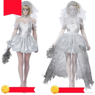 Disfraz de halloween fantasmas Cosplay fantasmas novias trajes traje de Horror etapa fiesta rendimiento blanco vestido conjunto