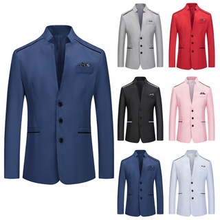 Men's Casual Business Wedding Long Sleeve Buttons Slim Fit Suit Coat Jacket