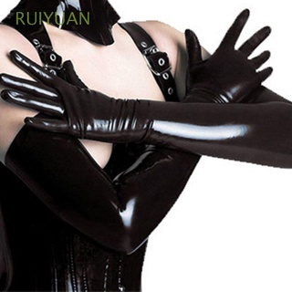 ruiyuan wear guantes largos de látex clubwear adulto sexy catsuit cuero negro hip-pop cosplay falso fetiche/multicolor