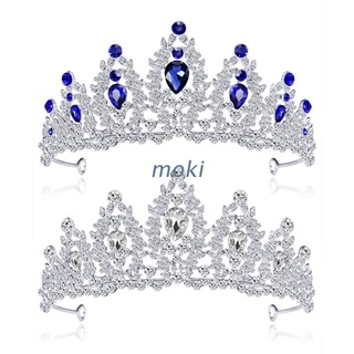 mok. novia corona piedra de lujo boda tiara mujeres tocado reina princesa headwear
