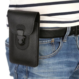 1pc bolsas de cinturón de Color sólido de los hombres bolsas de teléfono portátil Vintage Vertical delgado teléfono bolsa de cuero de la Pu