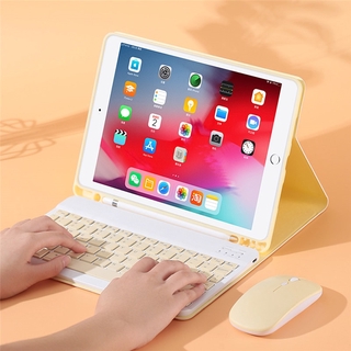 Funda de piel con teclado Bluetooth recargable para 2021 iPad Pro 11 9.7 10.2 10.5 10.9 Air 1 2 3 4 5a 6a generación para iPad 9.7 2017 2018 2019 (8)