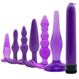 Her 7 pcs Anal Butt Plug Prostate Massager Pleasure Butt Clitoral Stimulation Adult Toys for Women Men Beginner