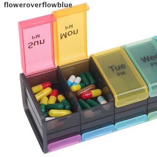 floweroverflowblue 7 días organizador de pastillas de doble cara píldora caja extra grande píldora caso para viajar ffb (2)