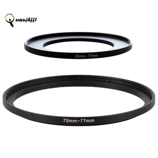 2PCS Camera Lens Step Up Filter Black Metal Adapter Ring,72mm-77mm & 55mm-77mm