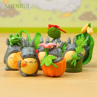 SHENRUI Lindo Micro paisaje Artesanía Adorno de jardín de hadas Figurilla en miniatura Miniatura 8 piezas Mi vecino Totoro Oficina Anime japonés Modelo Totoro Decoración Bonsai