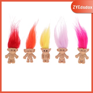 5pcs mini troll muñecas pvc vintage trolls lucky muñeca mini figuras de acción/cromática adorable lindo chicos pequeños