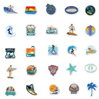 50 pegatinas de surf al aire libre, deportes de verano, playa Tropical, impermeables, para bricolaje, tabla de surf, coche, monopatín (8)