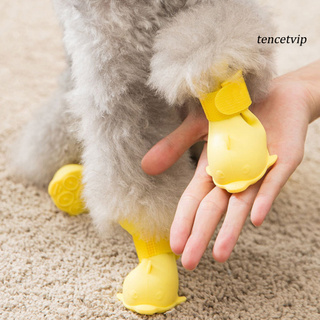[Vip]4Pcs Pet Dog Puppy Warm Waterproof Silicone Non-slip Rain Boots Footwear Shoes (5)