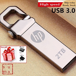 【READY STOCK】Unidad flash USB HP de metal de 1 TB / 2 TB plateado / gris / dorado [SM]