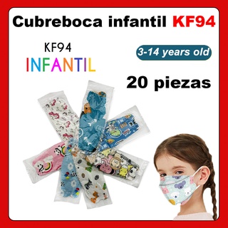 Cubrebocas tapabocas kf94 infantil para niño kids termosellado 20 pcs