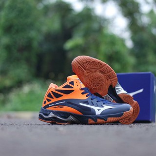 Mizuno wave thunder blade azul naranja original hombres voleibol zapatos