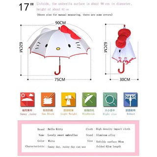 Precioso De Dibujos Animados Hello Kitty Niños Anime Paraguas Para Niña Lindo (2)