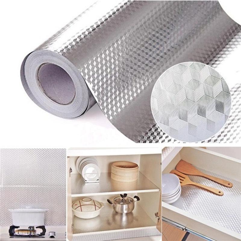 40×100 cm de papel de aluminio de alta calidad autoadhesivo impermeable de cocina pegatina gruesa resistente a altas temperaturas (1)