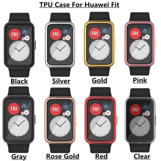 Huawei watch fit TPU suave Protector de pantalla completa caso Shell borde marco de vidrio banda de película protectora correa para Huawei fit smart watch