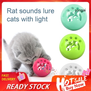 Ym_ LED sonido intermitente divertido Rolling campana bola interactivo gato juguete mascotas suministros