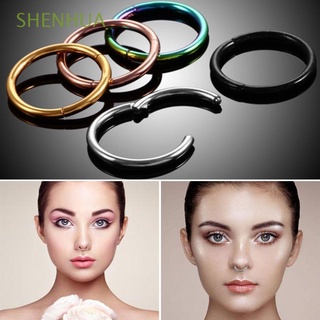 SHENHUA 1Pc Hot Lip Ring Unisex Piercing Septum Nose Hoop Hinged Segment Fashion Jewelry Titanium Steel Open Ear Helix Tragus/Multicolor