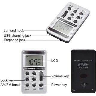 Portátil AM/FM radio de bolsillo, compacto digital sintonizado walkman con auriculares estéreo (3)