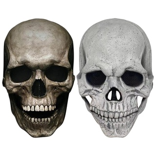 máscara de halloween calavera cara completa con látex de mandíbula móvil, máscara de halloween casco fantasma mascarada cosplay fiesta accesorios