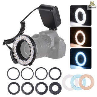 HD-130 Macro LED Ring Flash Light LCD Display 3000-15000K GN46 Power Control with 3 Flash Diffusers 8 Adapter Rings for Cameras