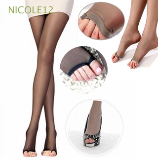 nicole12 moda pantimedias ultra-delgada medias medias para mujer sexy pura leggings dedo del pie abierto calcetines/multicolor