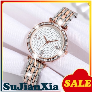 Sujianxia reloj De pulsera De lujo para mujer con pedrería brillante con esfera redonda y hebilla