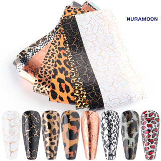 Nuramoon 10Pcs uñas arte puntas calcomanía piel Animal diseño leopardo papel decorativo creativo uñas pegatina para mujeres